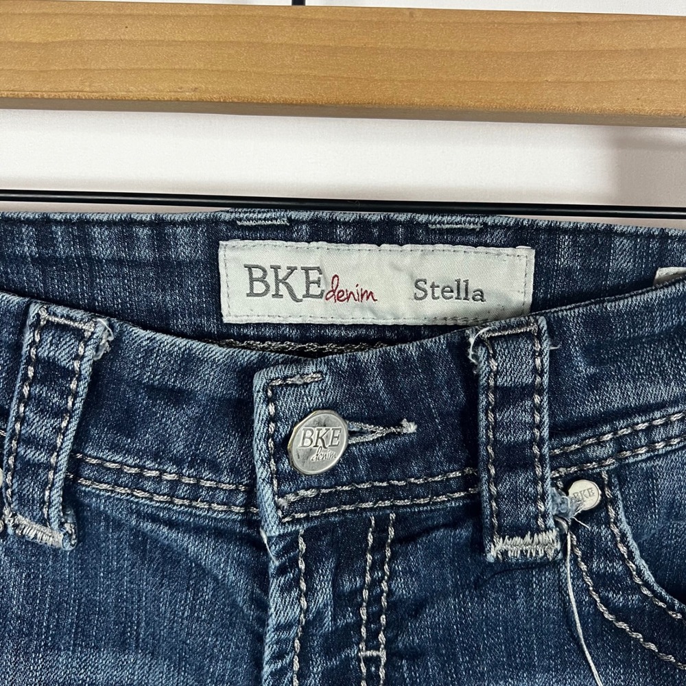 BKE Denim Pants Women Size 28 Long Stella Skinny Jeans Low Rise Dark Blue Denim - Picture 3 of 8